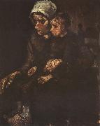 Vincent Van Gogh Peasant Woman with Child on Her Lap(nn04) oil painting artist